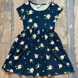 Soho Blue Girl’s Foral Dress Short Sleeve A Line Dresses Sz 10 Soft Stretchy